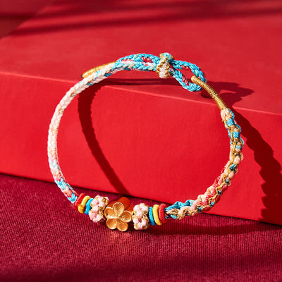Buddha Stones Hand-Woven Multicolor Peach Blossom Protection Rope Bracelet - image 1