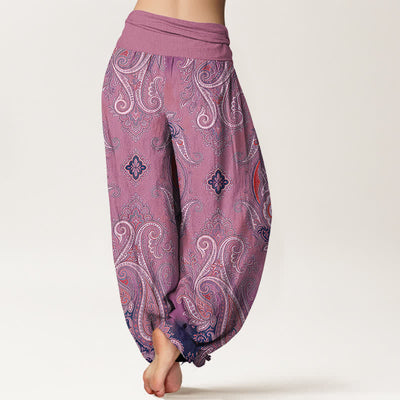 Buddha Stones Cotton Vintage Paisley Mosaic Pattern Women's Elastic Waist Harem Pants - image 10