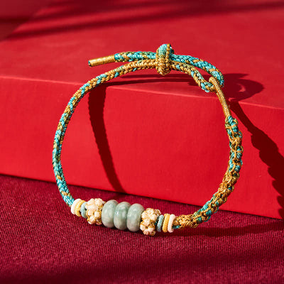 Buddha Stones Hand-Woven Multicolor Peach Blossom Jade Luck Rope Bracelet - image 13