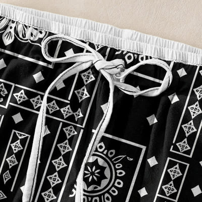 Buddha Stones Pure Cotton Vintage Bandana Patchwork Pattern Women's Elastic Waist Pants With Pockets - image 1