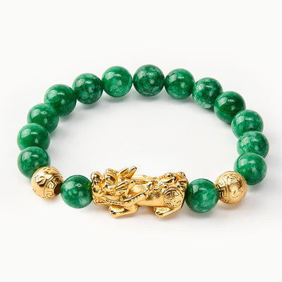 Buddha Stones Natural Cyan Jade Beaded PiXiu Protection Bracelet - image 4