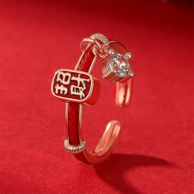 Buddha Stones Copper Alloy Red String Lucky Wealth Charm Ring - Rose Gold Ring - US8 (Adjustable) - image 7