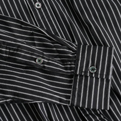 Buddha Stones Spring Fall Casual Button-Up Striped Cotton Men's Long Sleeve Shirts With Pocket - image 3