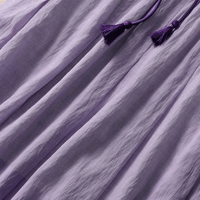 Buddha Stones Casual Contrasting Color Pleated Lace-Up Design Women's 7-8 Length Skirt - image 20
