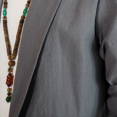 Buddha Stones Spring Fall Casual Minimalist Solid Men's Kimono - image 13