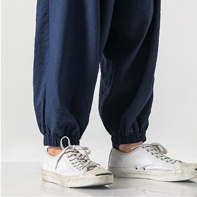 Buddha Stones Spring Summer Casual Drawstring Solid Cropped Pants Men's Tapered Pants With Pocket - image 20