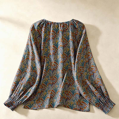 Buddha Stones Fall Vintage Floral Women's Long Sleeve Shirts - image 1