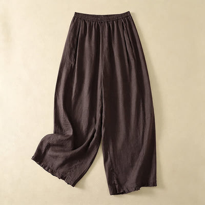 Buddha Stones Spring Summer Basic Simple Solid Ankle Pants Women's Straight Leg Pants With Pockets - SaddleBrown - US8-10, UK/AU12-14, EU40-42 (2XL) - image 6