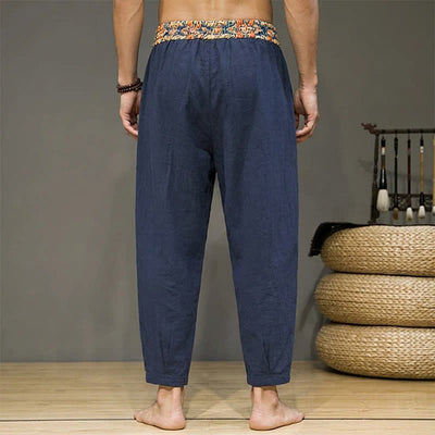 Buddha Stones Spring Summer Casual Boho Drawstring Geometric Elastic Waist Long Pants Men's Tapered Pants With Pockets - image 13