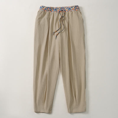 Buddha Stones Spring Summer Casual Boho Drawstring Geometric Elastic Waist Long Pants Men's Tapered Pants With Pockets - image 3