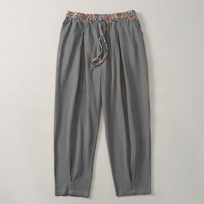 Buddha Stones Spring Summer Casual Boho Drawstring Geometric Elastic Waist Long Pants Men's Tapered Pants With Pockets - image 26