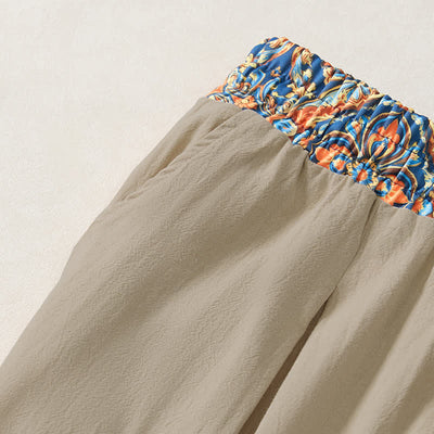 Buddha Stones Spring Summer Casual Boho Drawstring Geometric Elastic Waist Long Pants Men's Tapered Pants With Pockets - image 5