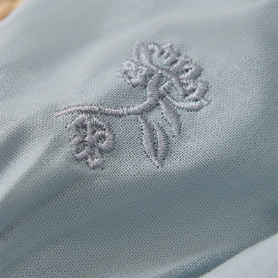 Buddha Stones Summer Vintage Tang Style Frog Button Embroidery Flower Solid Women's Elbow-Length Sleeve Shirts - image 4
