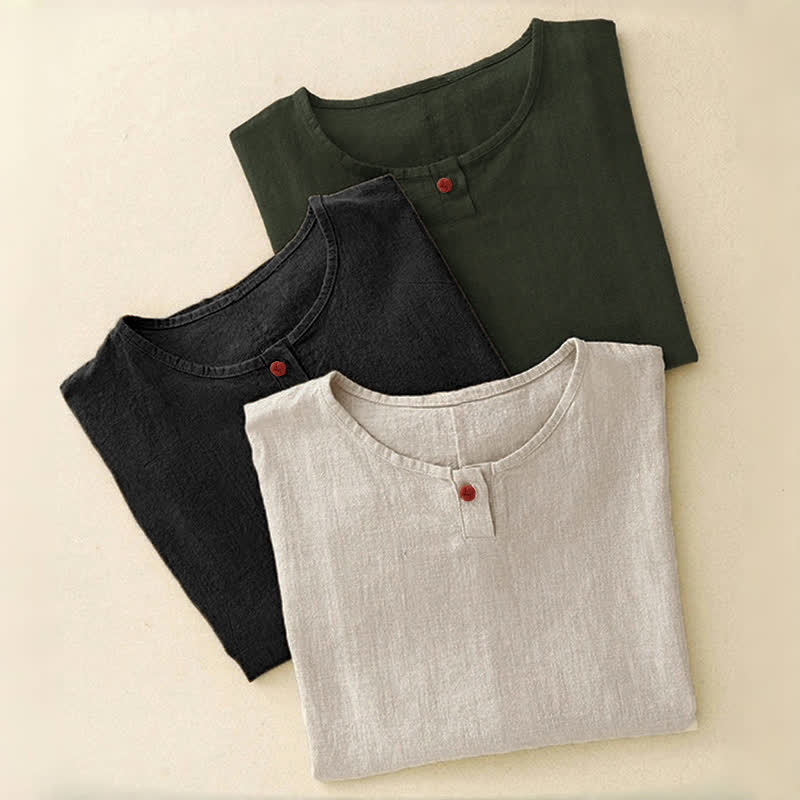 Buddha Stones Casual Plain Women's Crew Neck Design Loose Half Sleeve T-shirt - image 26
