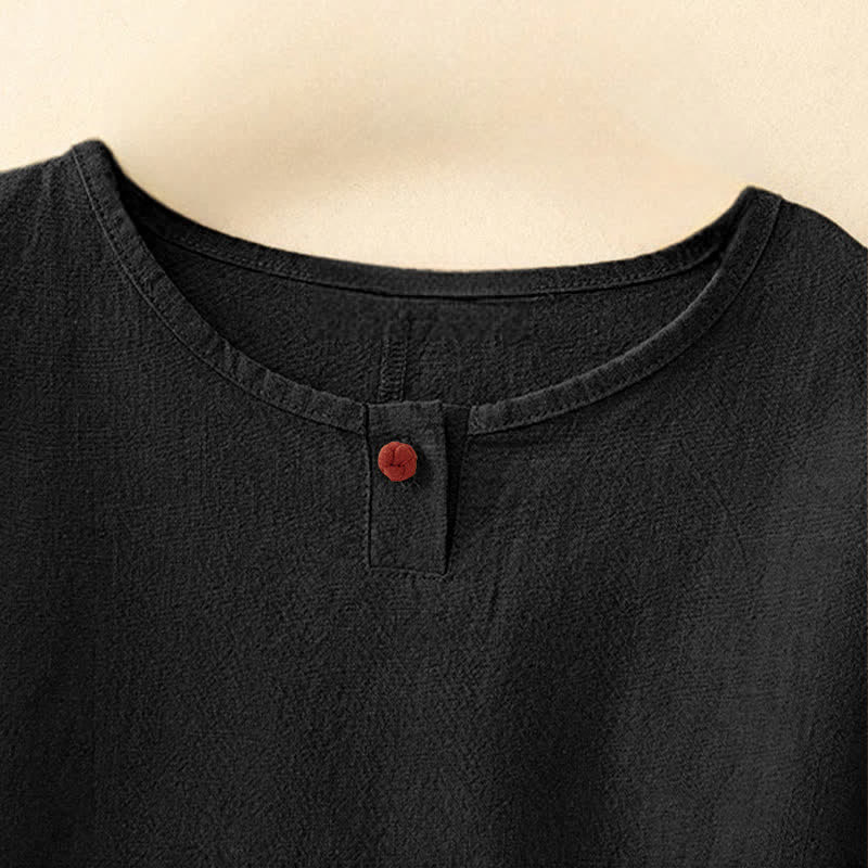 Buddha Stones Casual Plain Women's Crew Neck Design Loose Half Sleeve T-shirt - image 15