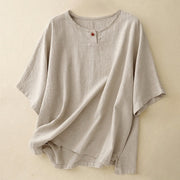 Foviel Casual Uni Damen Crew Hals Design Loose Halbarm T-Shirt