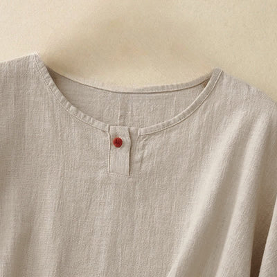 Buddha Stones Casual Plain Women's Crew Neck Design Loose Half Sleeve T-shirt - image 2