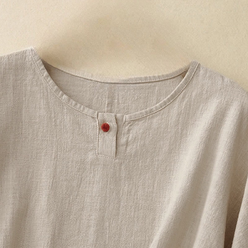 Buddha Stones Casual Plain Women's Crew Neck Design Loose Half Sleeve T-shirt - image 2
