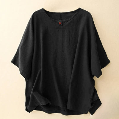 Buddha Stones Casual Plain Women's Crew Neck Design Loose Half Sleeve T-shirt - image 14