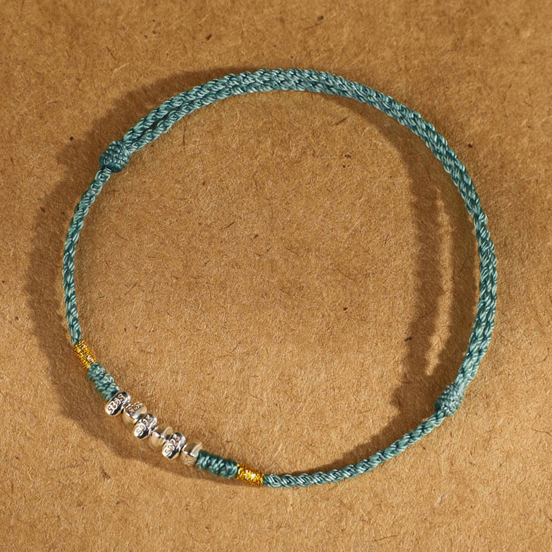 Buddha Stones 925 Sterling Silver String Protection Luck Ultra-Thin Braided Bracelet Anklet - 925 Sterling Silver Light Green Rope - Anklet(Circumference 19-23cm) - image 13