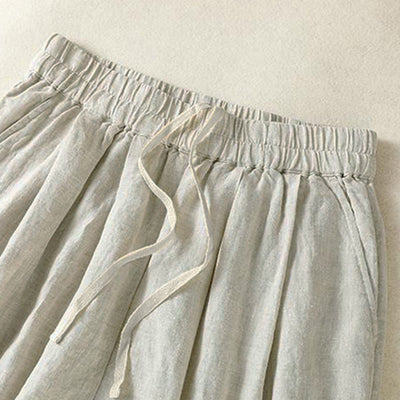 Buddha Stones Spring Summer Fall Casual Minimalist Drawstring Solid Cropped Pants Women's Straight Leg Pants With Pocket - image 7