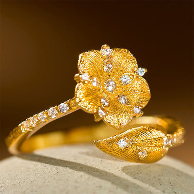FREE Today: Self Care and Healing Golden Camellia Blossom Alloy Open Ring - image 2