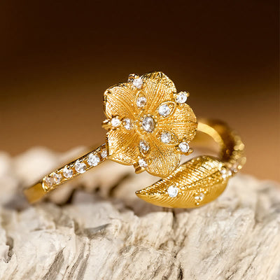 FREE Today: Self Care and Healing Golden Camellia Blossom Alloy Open Ring - image 4