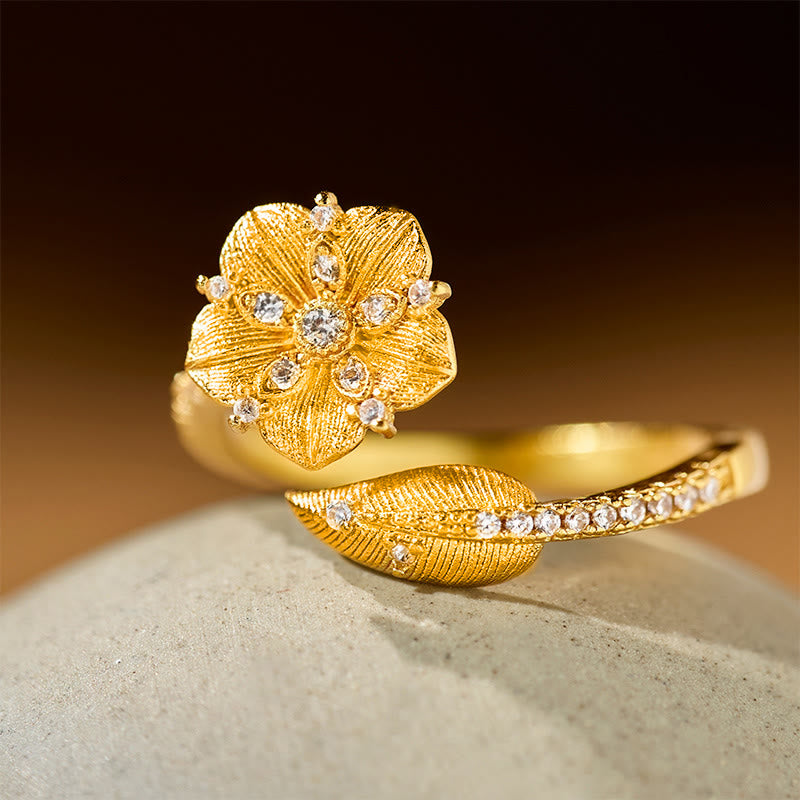 FREE Today: Self Care and Healing Golden Camellia Blossom Alloy Open Ring - image 5