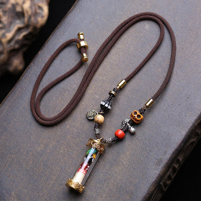 Buddha Stones Tibetan Ghau Prayer Box Agate Copper Scripture Tube Grounding Necklace - Approx. 36 × 10 mm - image 0