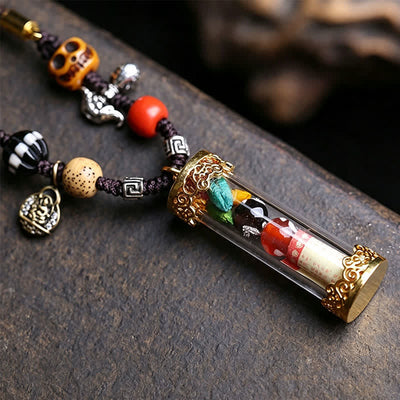 Buddha Stones Tibetan Ghau Prayer Box Agate Copper Scripture Tube Grounding Necklace - image 3