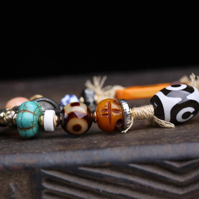 Buddha Stones Tibetan Three-Eye Dzi Bead Vajra Luck Necklace - image 5