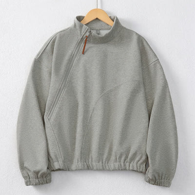 Buddha Stones Fall Winter Casual Minimalist Quarter Zipper Solid Men's Sweatshirts With Pocket - Silver - US/UK/AU44, EU54 (2XL) - image 8