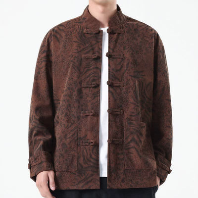 Buddha Stones Fall Winter Retro Tang Style Patch Pocket Abstract Corduroy Men's Jackets With Pocket - image 1