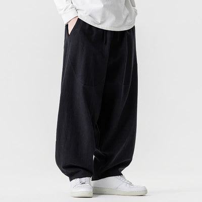 Buddha Stones Spring Summer Casual Drawstring Solid Cotton Ankle Pants Men's Harem Pants With Pockets - image 16