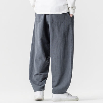 Buddha Stones Spring Summer Casual Drawstring Solid Cotton Ankle Pants Men's Harem Pants With Pockets - image 26