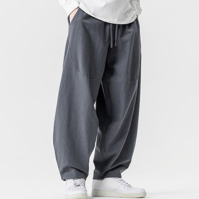Buddha Stones Spring Summer Casual Drawstring Solid Cotton Ankle Pants Men's Harem Pants With Pockets - image 25