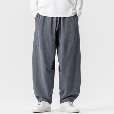 Buddha Stones Spring Summer Casual Drawstring Solid Cotton Ankle Pants Men's Harem Pants With Pockets - SlateGray - US/UK/AU46，EU56 (5XL) - image 21