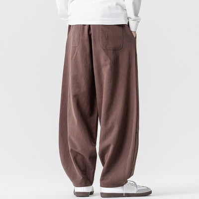 Buddha Stones Spring Summer Casual Drawstring Solid Cotton Ankle Pants Men's Harem Pants With Pockets - image 5