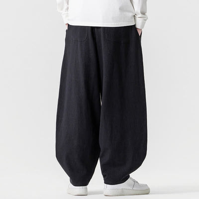 Buddha Stones Spring Summer Casual Drawstring Solid Cotton Ankle Pants Men's Harem Pants With Pockets - image 17