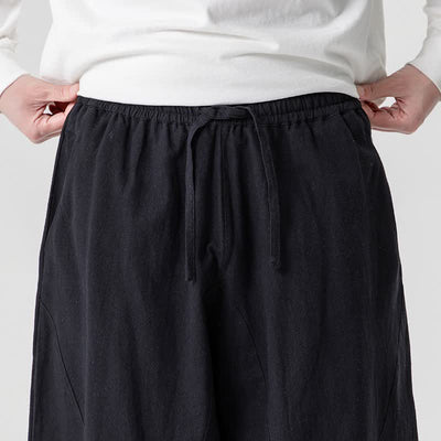 Buddha Stones Spring Summer Casual Drawstring Solid Cotton Ankle Pants Men's Harem Pants With Pockets - image 18