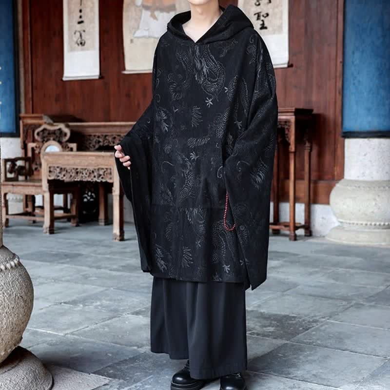 Buddha Stones Fall Winter Vintage Tang Style Corduroy Men's Long Sleeve Hoodies - image 3