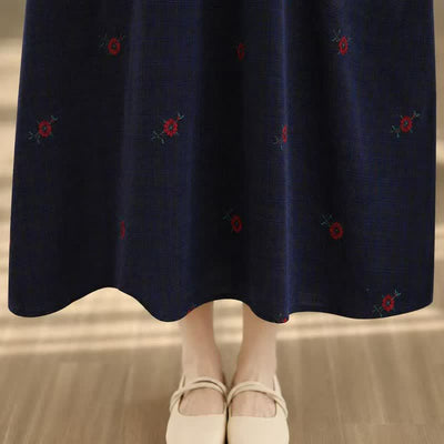 Buddha Stones Spring Summer Tang Style Vintage Mandarin Collar Floral Women's Long Sleeve Dresses With Pockets - image 8