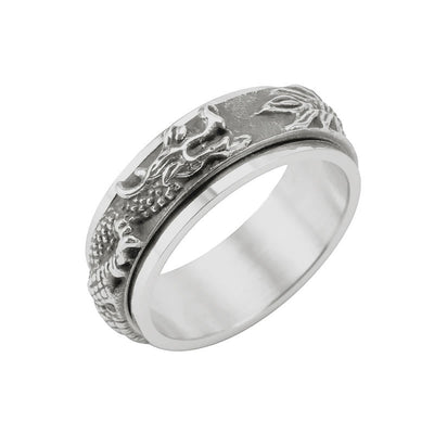 Buddha Stones Dragon Titanium Steel Stimulation Rotatable Ring - Black - US11 - image 15