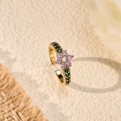 FREE Today: Healing and Enlightenment Copper Lotus Inlaid Floral Open Ring - image 2