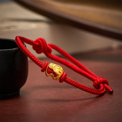 Buddha Stones Red String Elephant Copper Faith Bracelet - Red - image 0