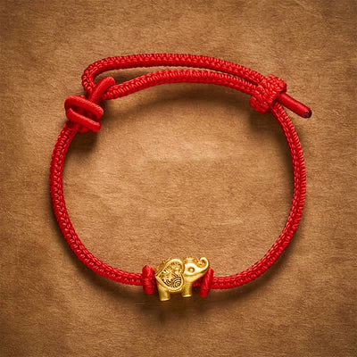 Buddha Stones Elephant Red String Copper Strength Bracelet - image 2
