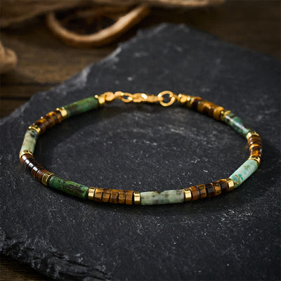Buddha Stones Green Agate Tiger Eye Hematite Support Beaded Bracelet - image 2