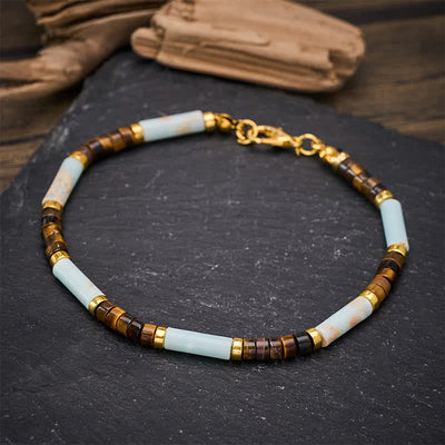 Buddha Stones Red Network Stone Tiger Eye Barrel Beads Confidence Bracelet - image 3
