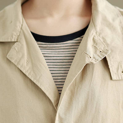 Buddha Stones Spring Fall Casual Minimalist Button-Up Lapel Collar Solid Women's Jacket With Pockets - image 12
