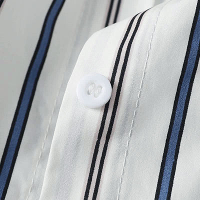 Buddha Stones Spring Casual Minimalist Button-Up Vertical Striped Women's Long Sleeve Shirts - image 8